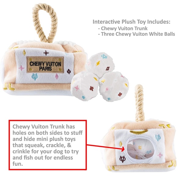 Chewy Vuitton trunk - plush hide & seek dog puzzle toy - Picture 2 of 8